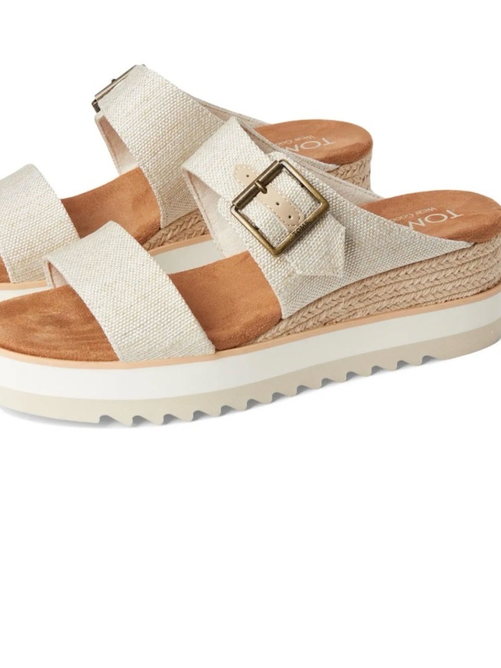 TOMS Women's Diana Mule Natural Canvas Raffia Espadrille Wedge Sandal Sz 9